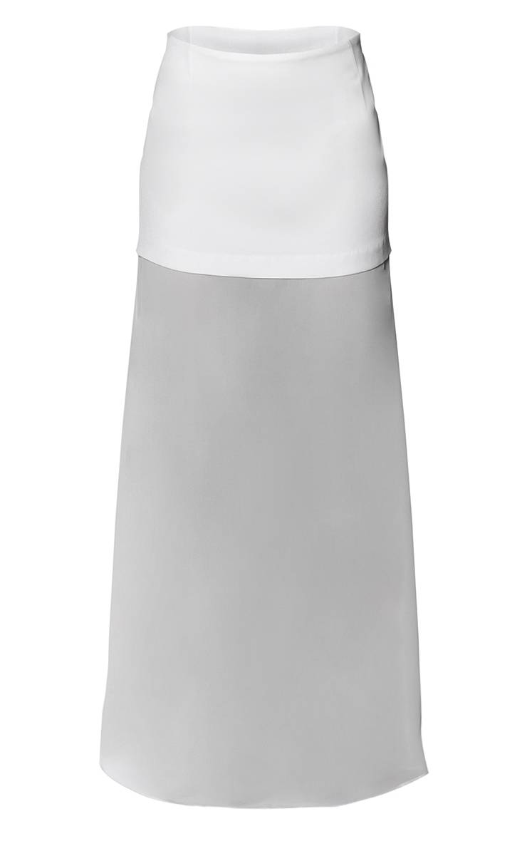 Blanc Jupe Longue En Mousseline Avec Détail Tissé À L'ourlet