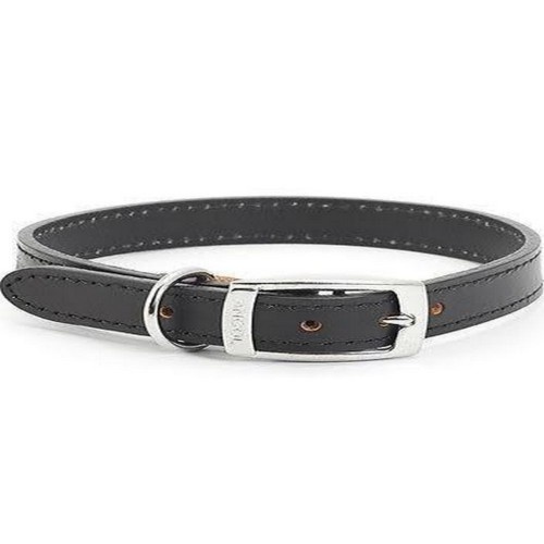 Coleira Heritage Leather para cães, preta