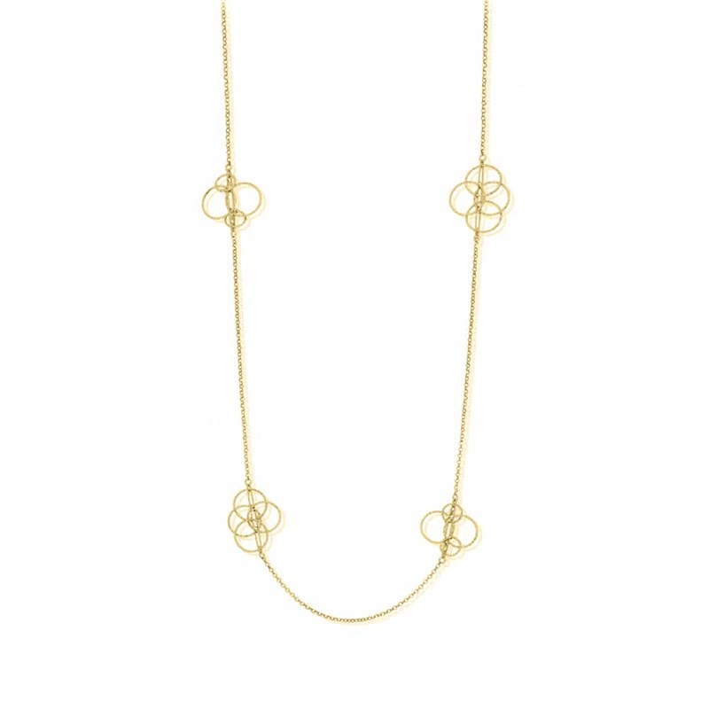 Collier Sautoir Cercle Argent Doré Diamanté Silvia