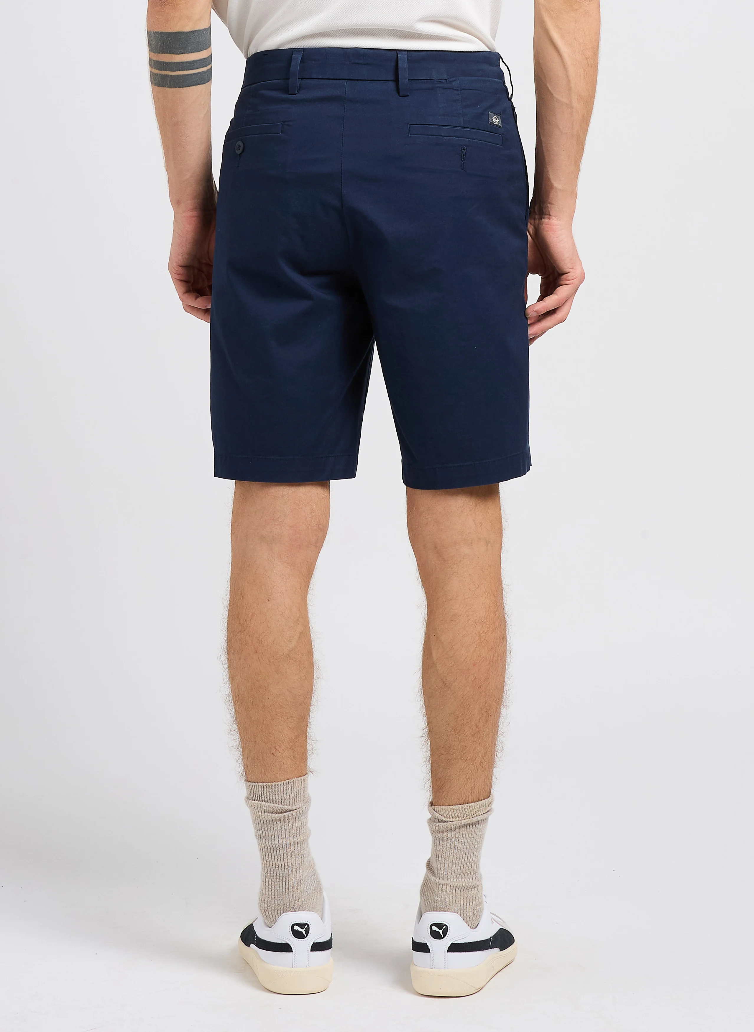 Short chino slim-fit en coton mélangé | Bleu