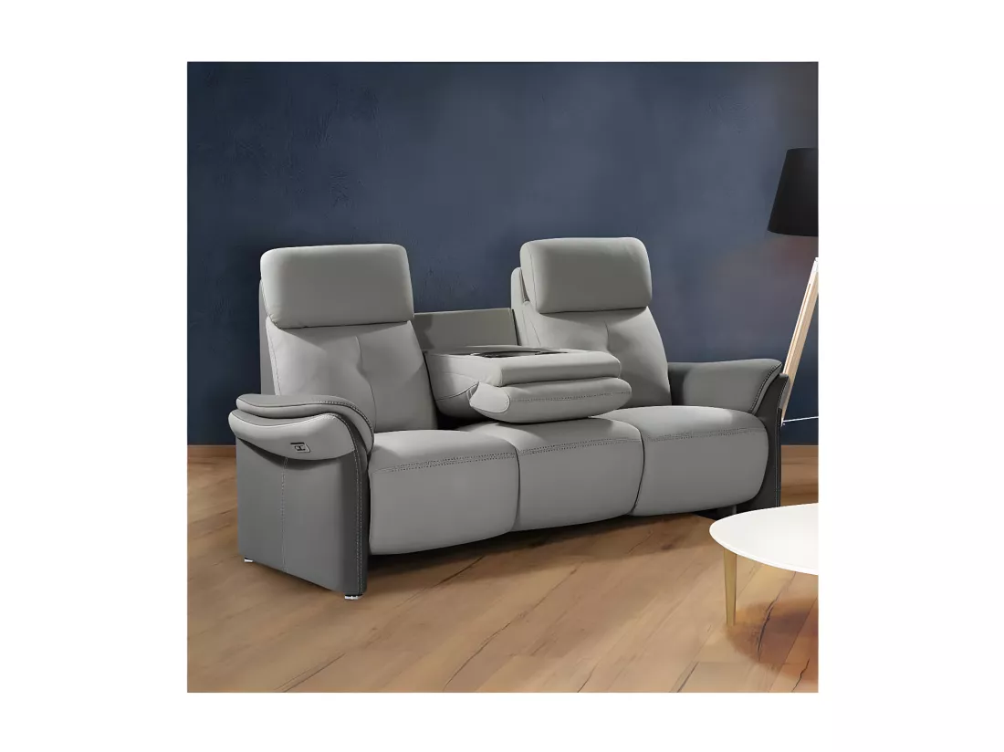 Canapé 3 places Relax Electrique Tissu gris - AUSTRALIO