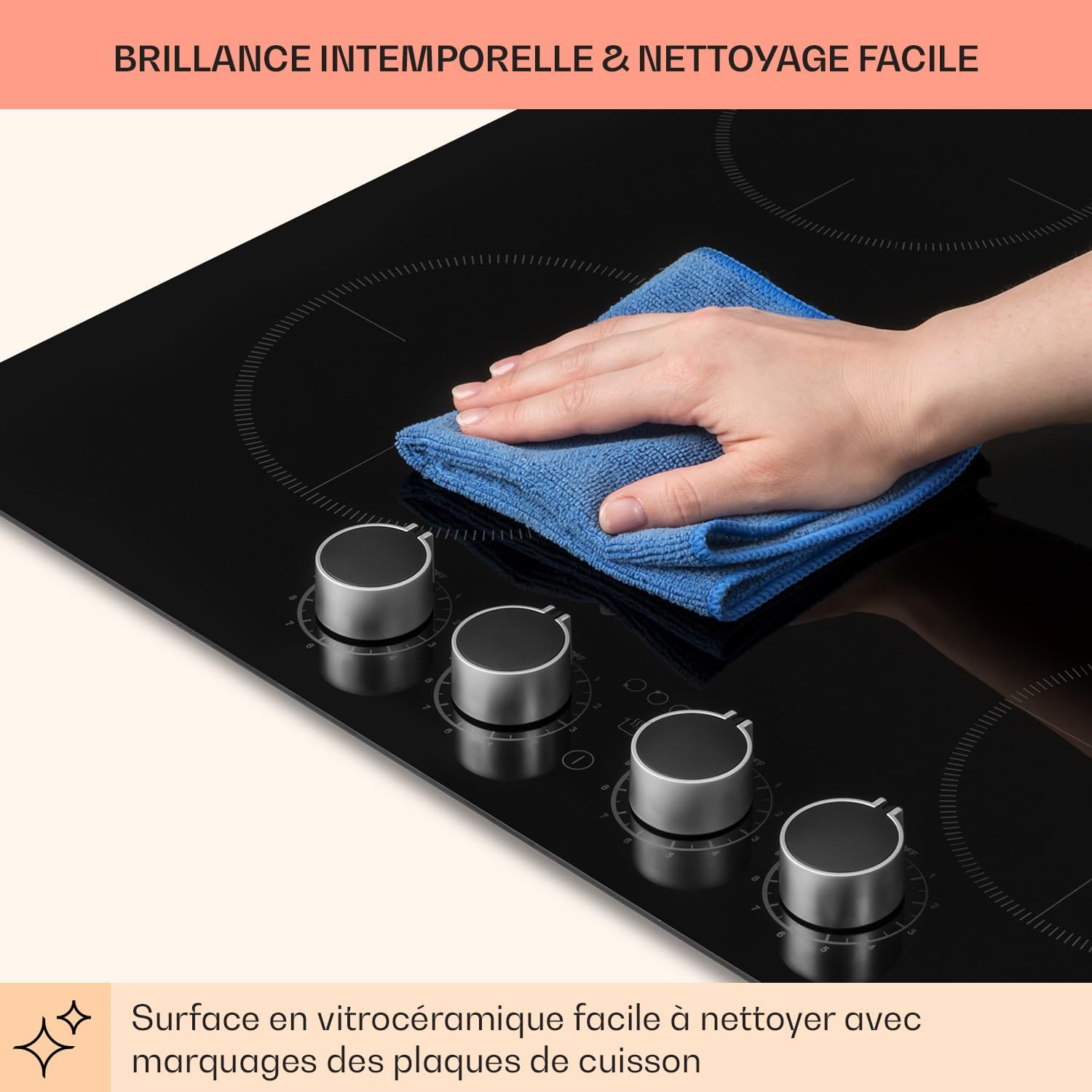 Table de cuisson à induction encastrable Klarstein 6000W, 4 feux