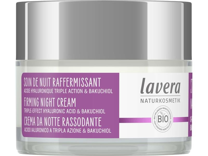 Lavera Nachtcrème Straffende Nachtpflege 50 ml1 Stück Natürliche Gesichtspflege mit 3-fach Hyaluron und Bakuchiol für die Nacht