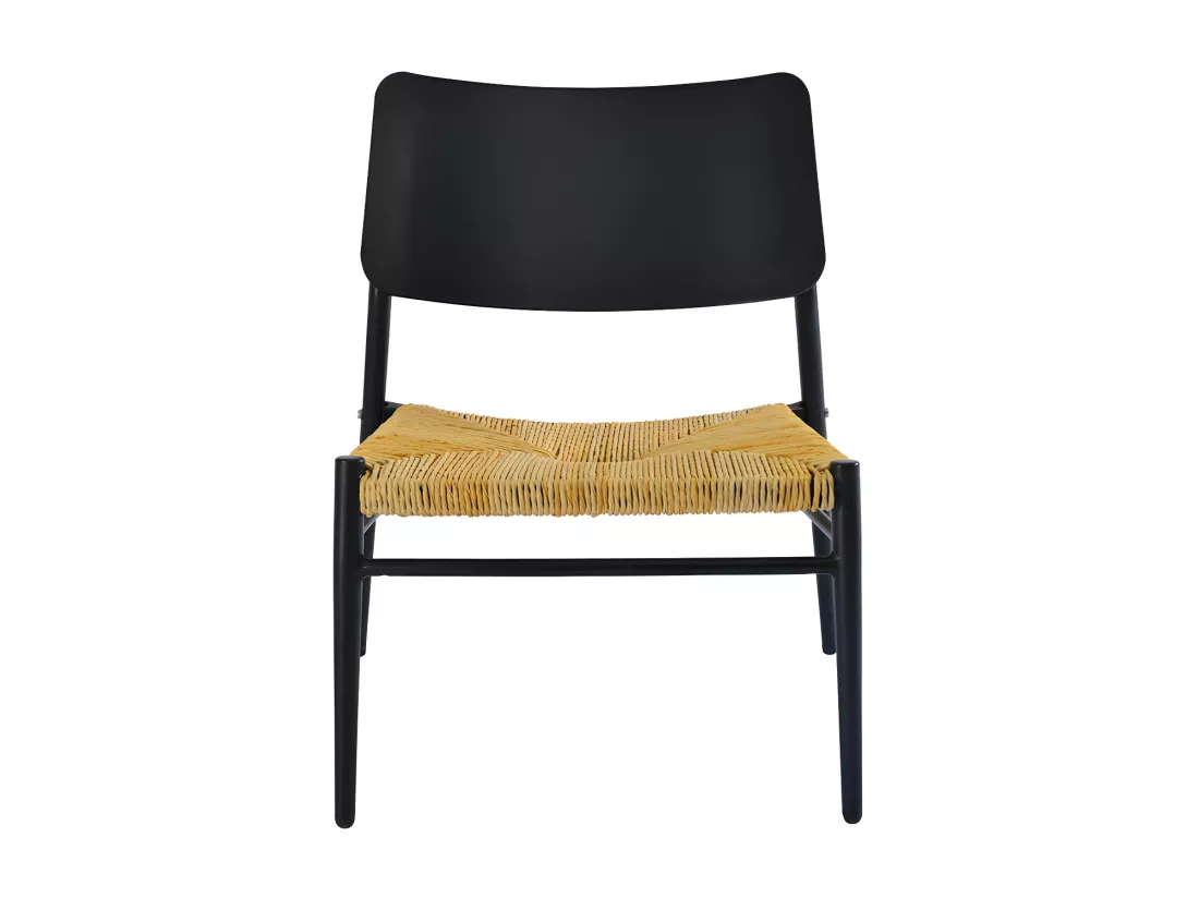 Lot de 2 fauteuils de jardin en aluminium - avec une table basse - tapis en rotin PE - Noir