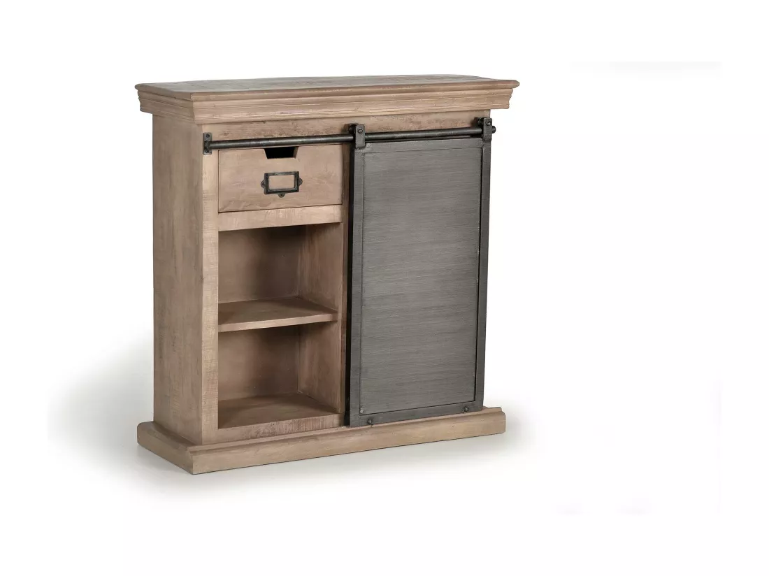 Console en bois de manguier et pieds en métal couleur naturelle Marrón.Giner y Colomer.85x32x85