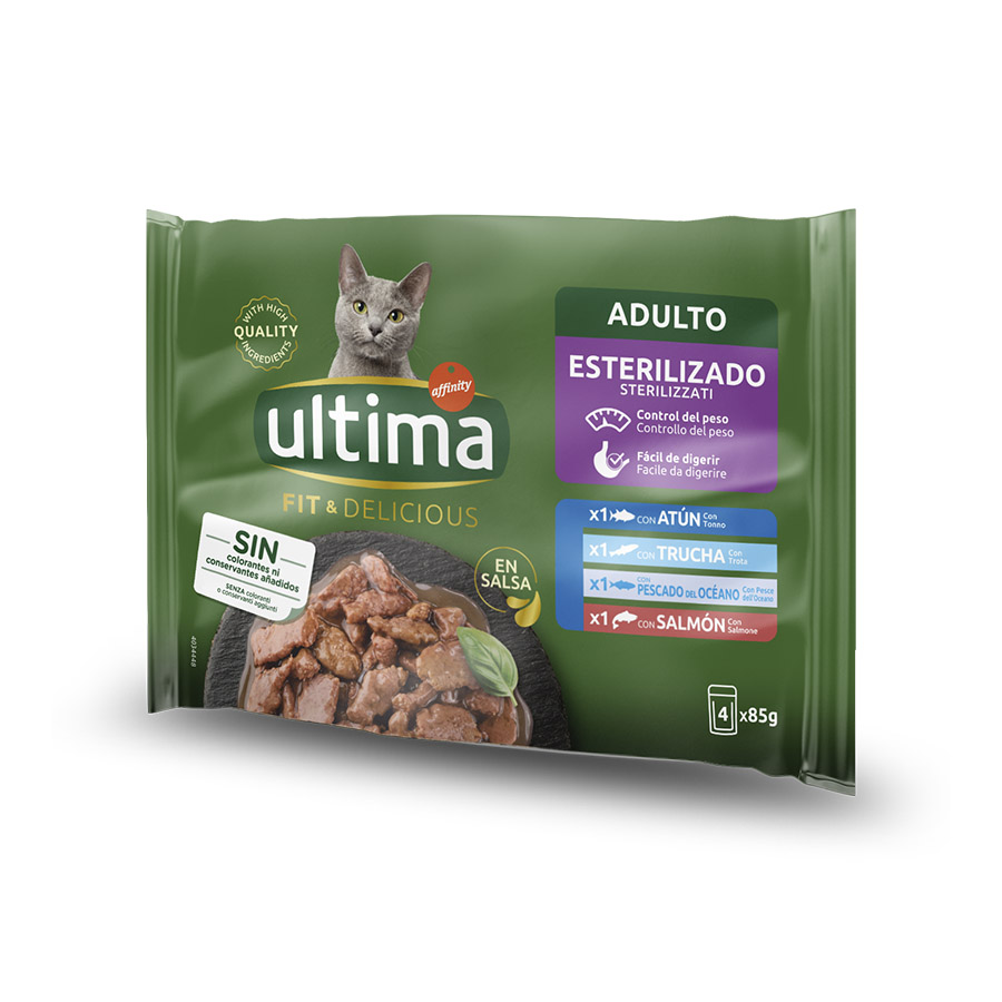 sachês de 85g de Affinity Ultima Fit & Delicious Peixe ao Molho para Gatos