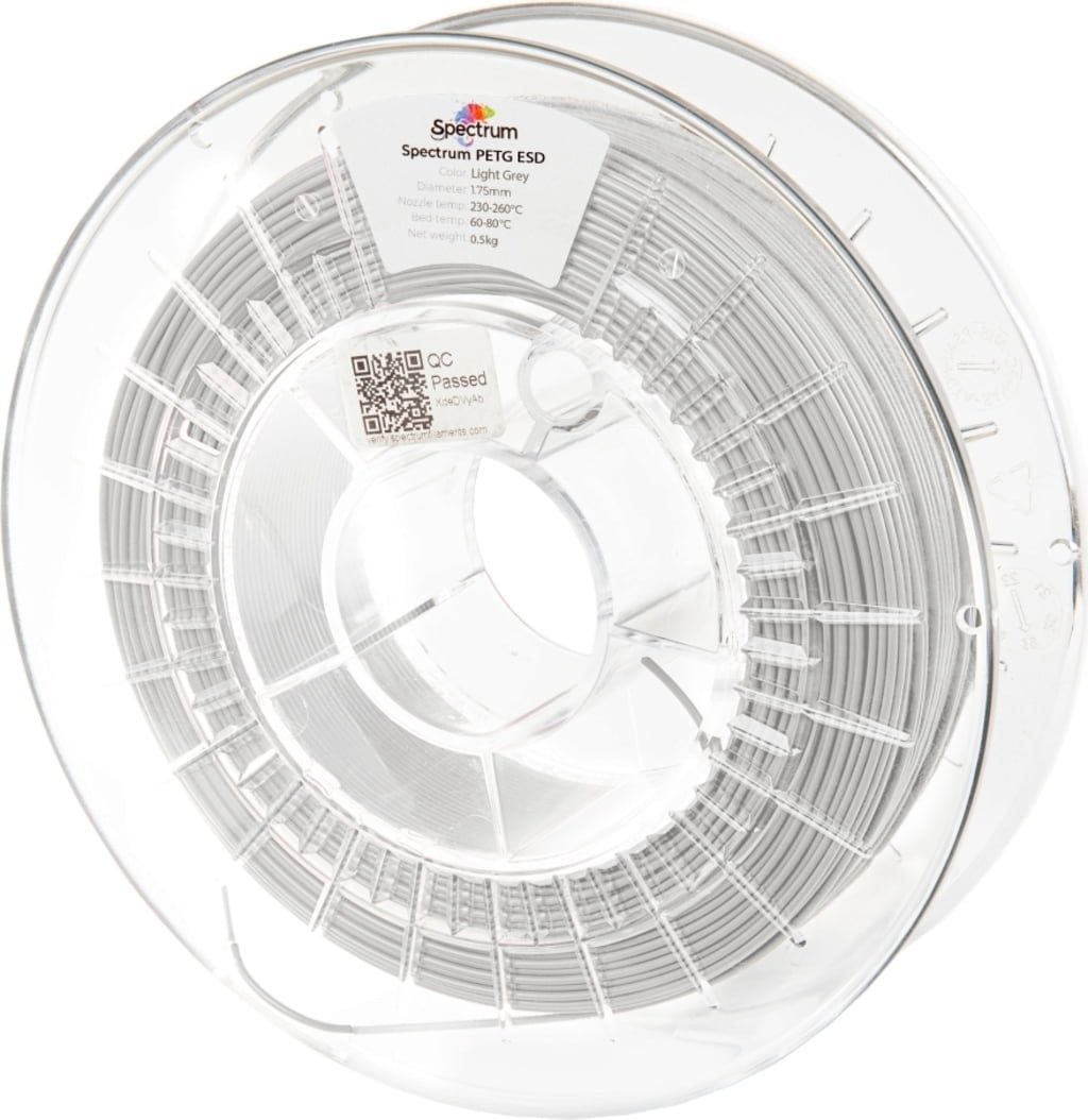Spectrum  PETG ESD Light Grey, 1,75 mm / 500 g    Antistatik auf Industrieniveau für sensible Anwendungen in Light Grey