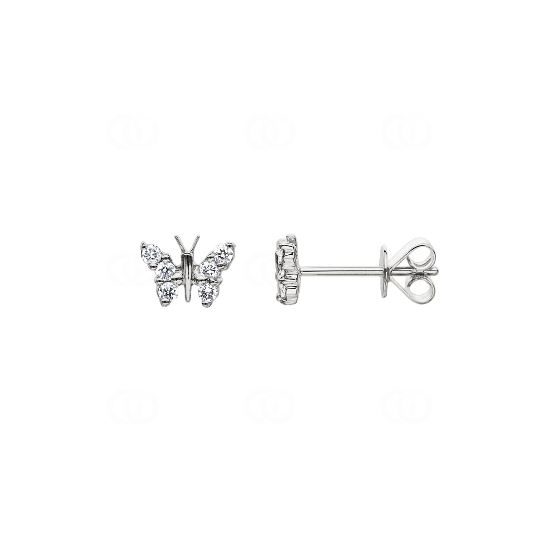 Ohrstecker 750/18 K Weissgold Schmetterling mit Diamanten 0.15 ct H/si
