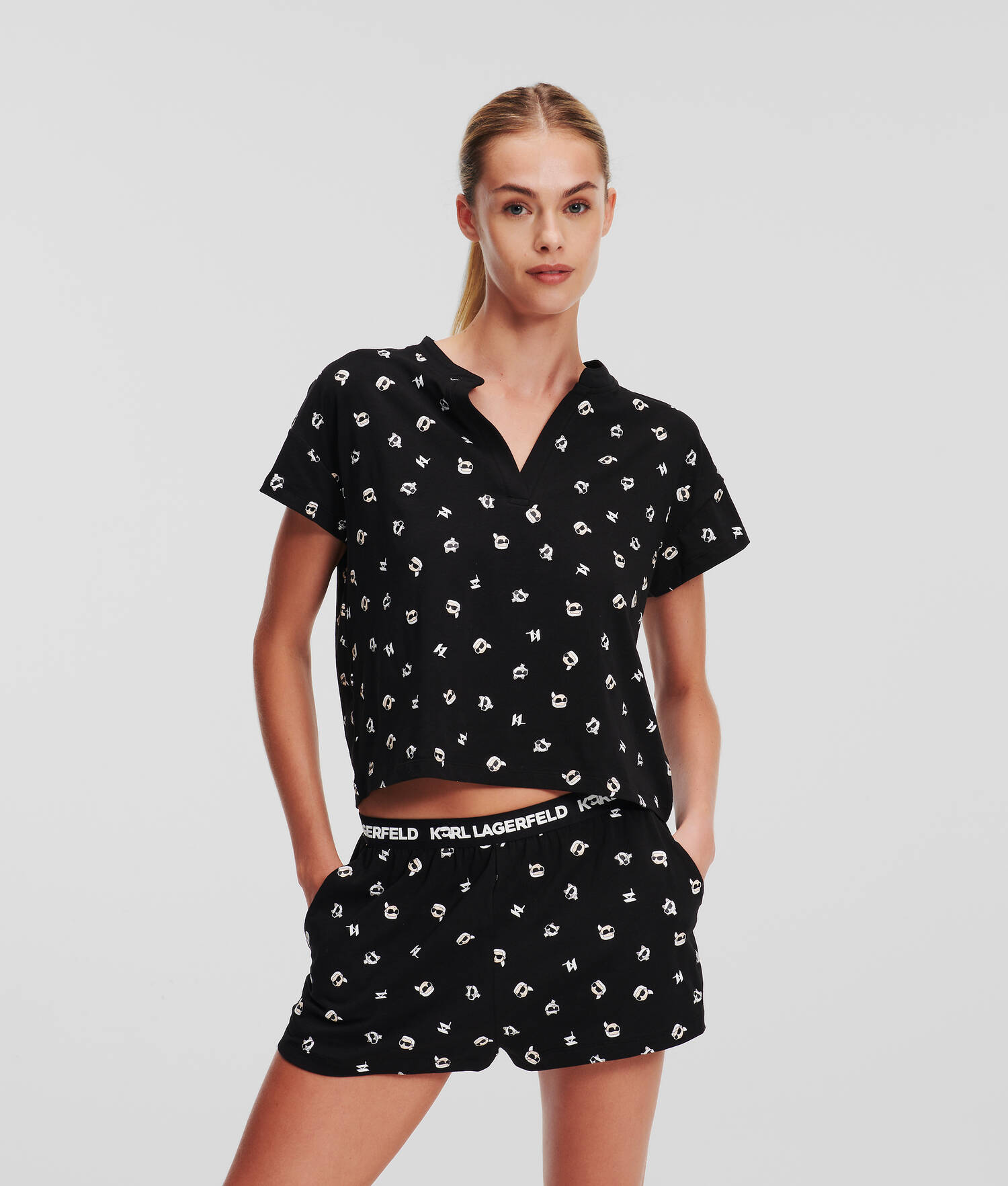 ENSEMBLE PYJAMA AVEC SHORT IKON - Noir AOP Ikon 2.0 KL