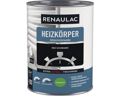 RENAULAC radiatorverf, satijnzwart, 1 L