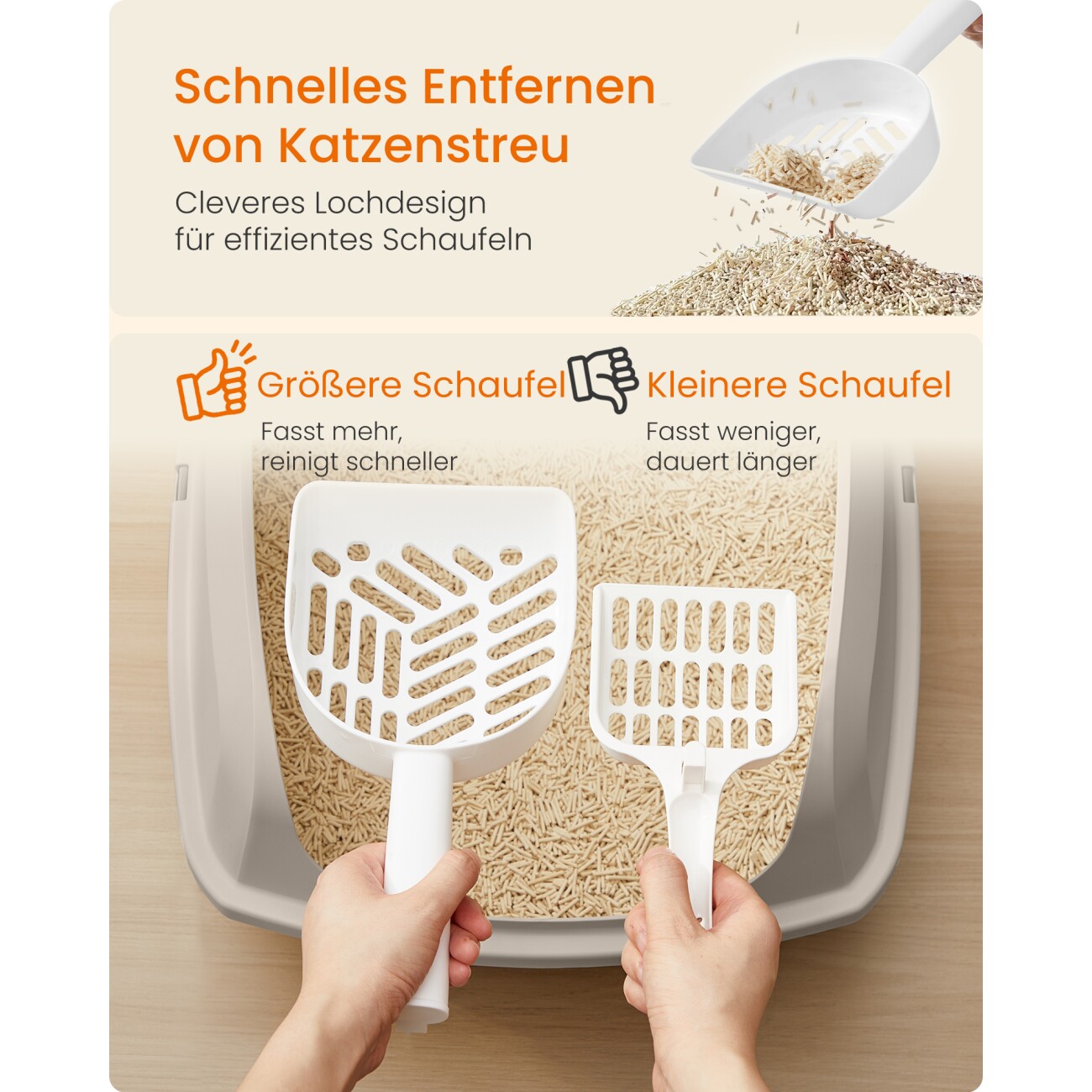 FEANDREA Katzenklo mit hohen Seitenwänden, offene Katzentoilette, mit Schaufel