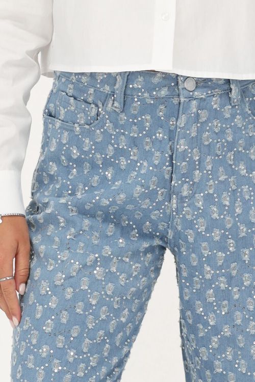 Blauwe denim jeans met pailletten