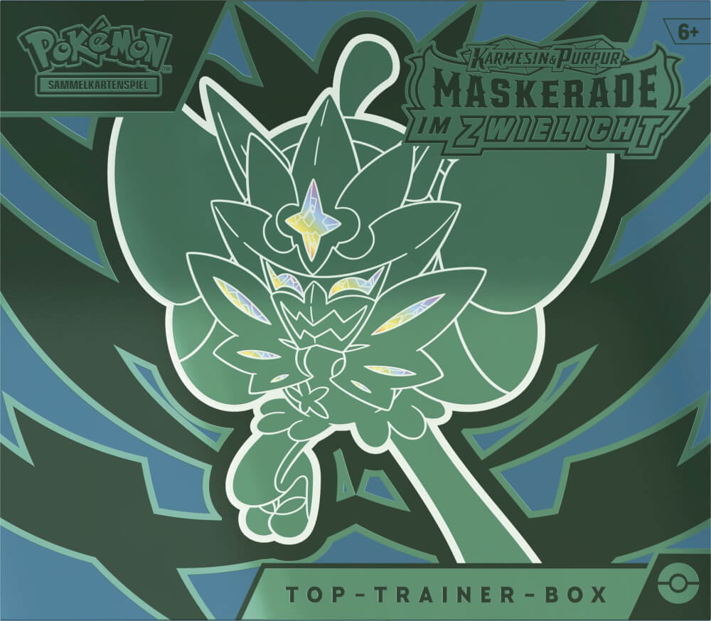 Pokémon-Sammelkartenspiel: Top-Trainer-Box Karmesin & Purpur - Maskerade im Zwielicht