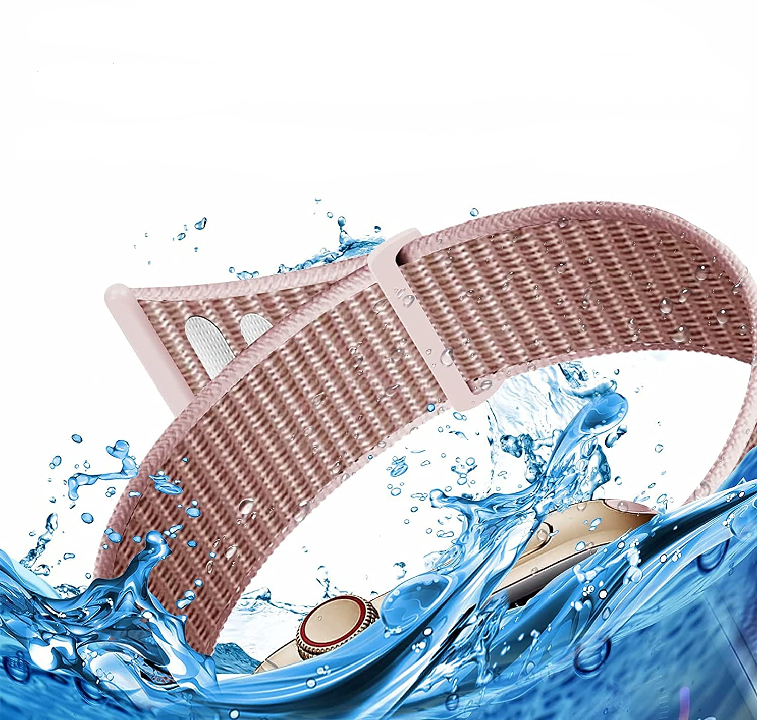 Apple Watch (42/41/40/38 mm) Nylon Ersatz Armband mit Klettverschluss (Gelenkumfang: 170-215mm) - Beige / Rosa