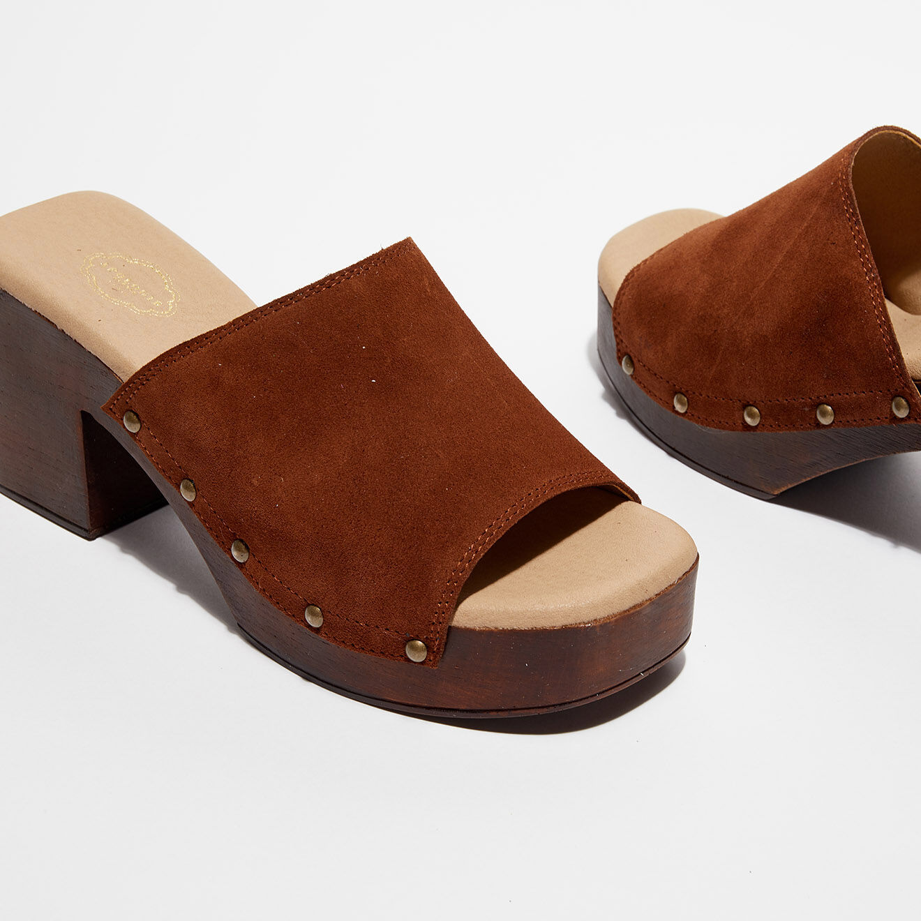 Apologie Studio Sabots en Velours de Cuir Ninon marron - Talon 8,5 cm