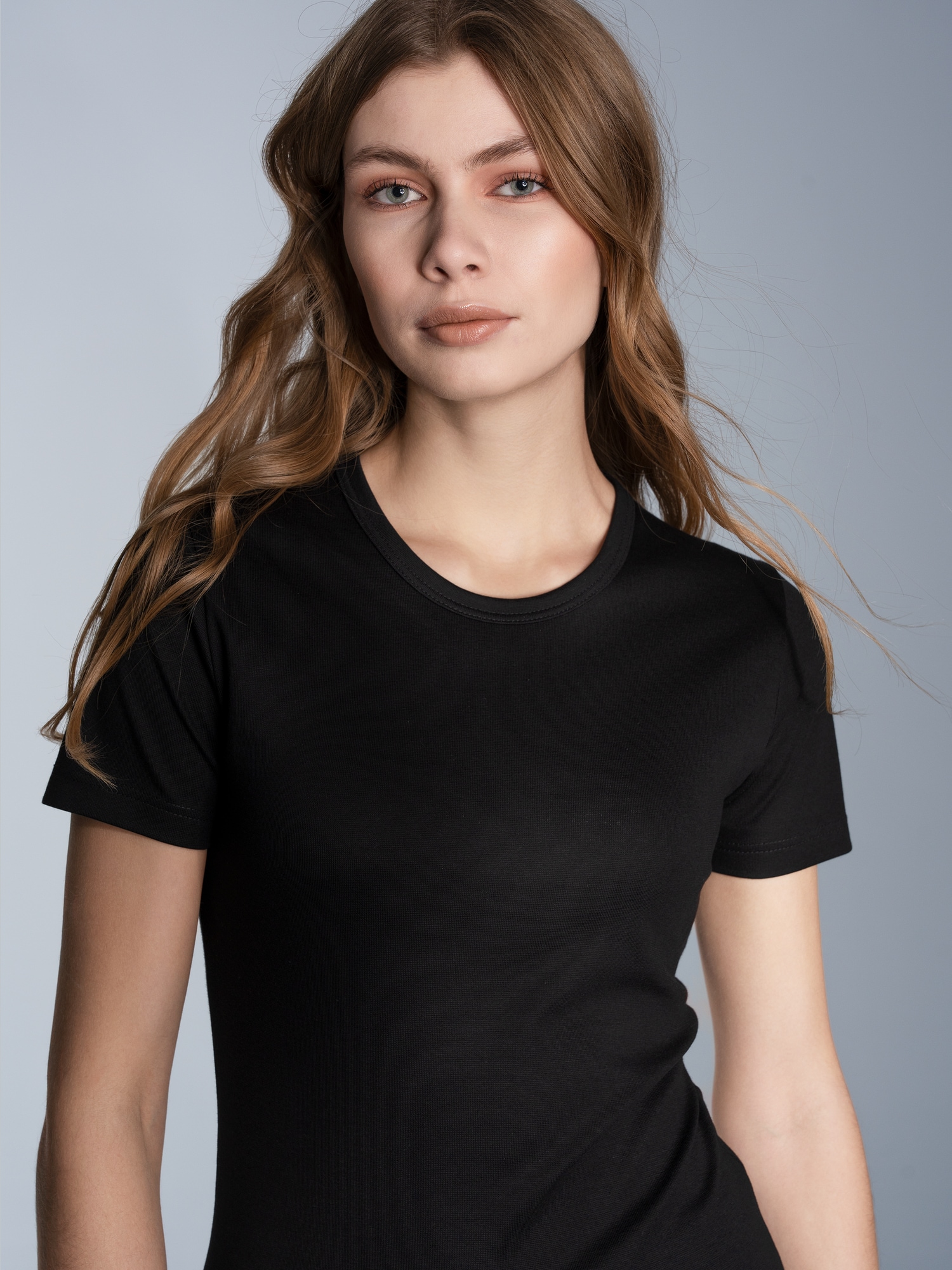 T-Shirt aus Baumwolle/Elastan Schwarz