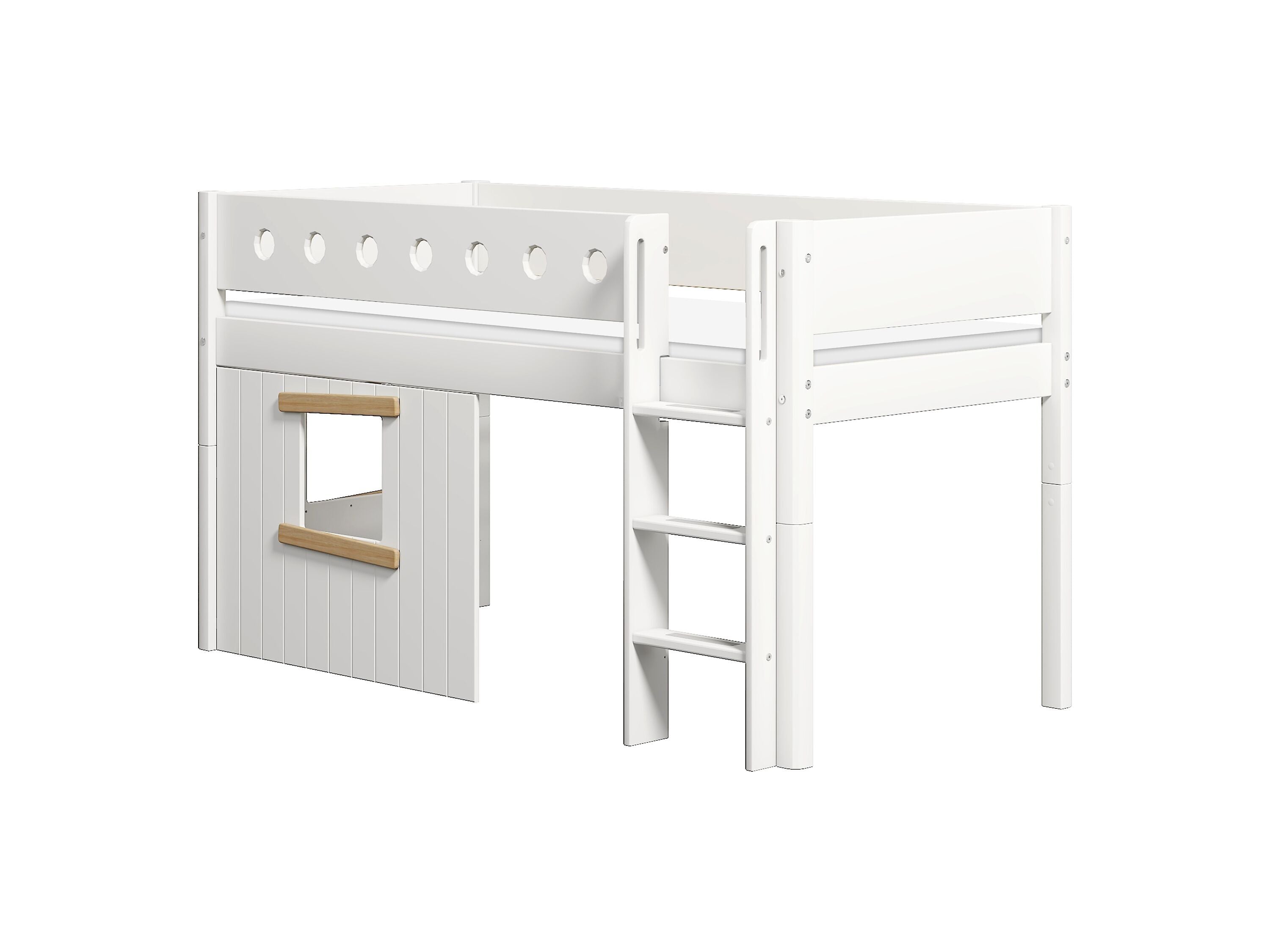 Flexa WHITE Halbhochbett mit Baumhaus - Weiss / B: 109.0 cm x T: 210.0 cm x H: 120.0 cm
