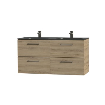 Tiger badkamermeubel Studio 120cm chalet eik/matzwart met ronde RVS greep