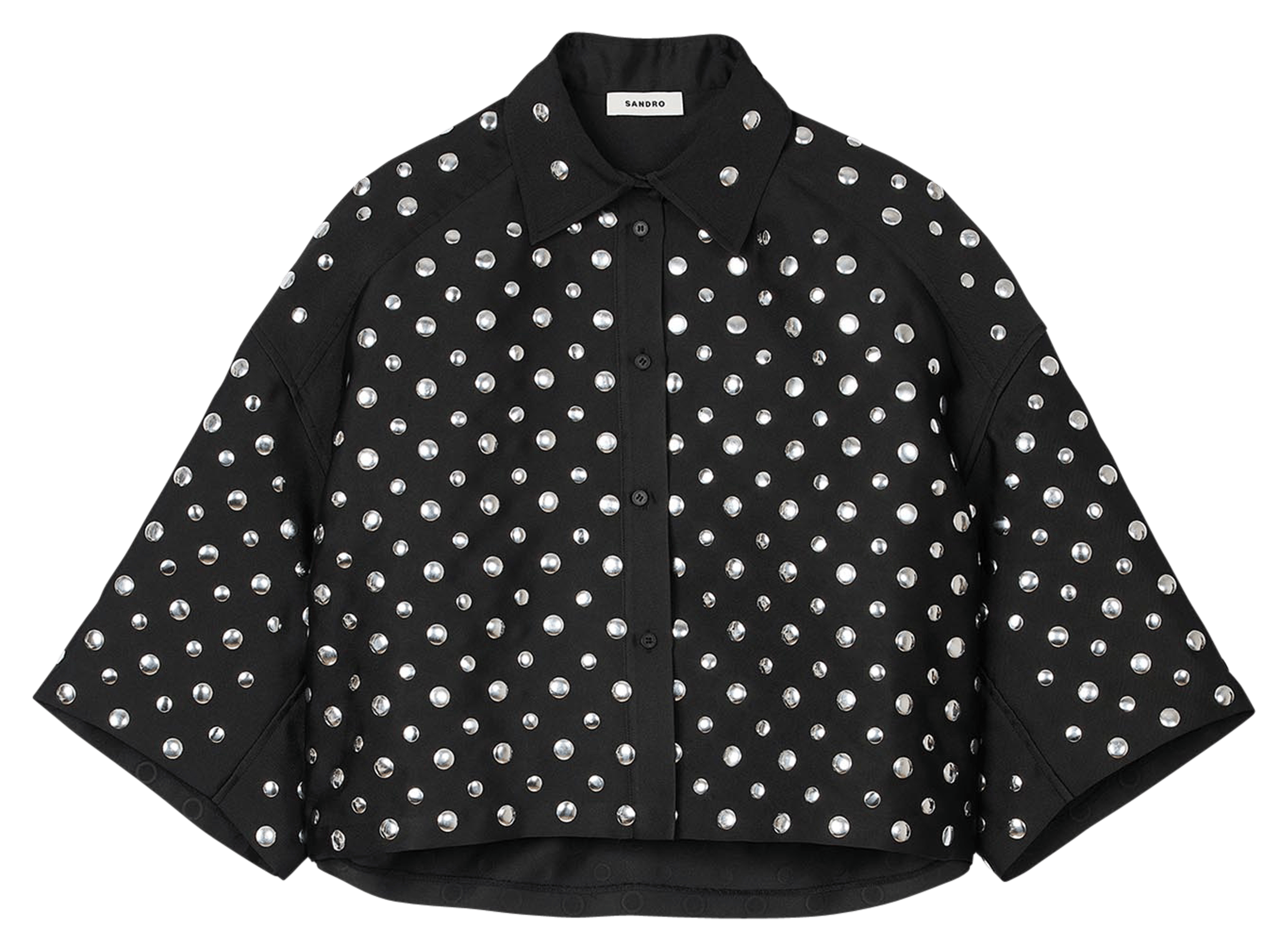 Chemise courte à studs | Noir
