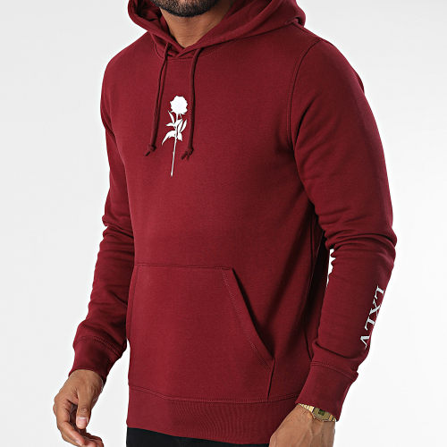 Sweat Capuche Chest Roses Bordeaux Blanc
