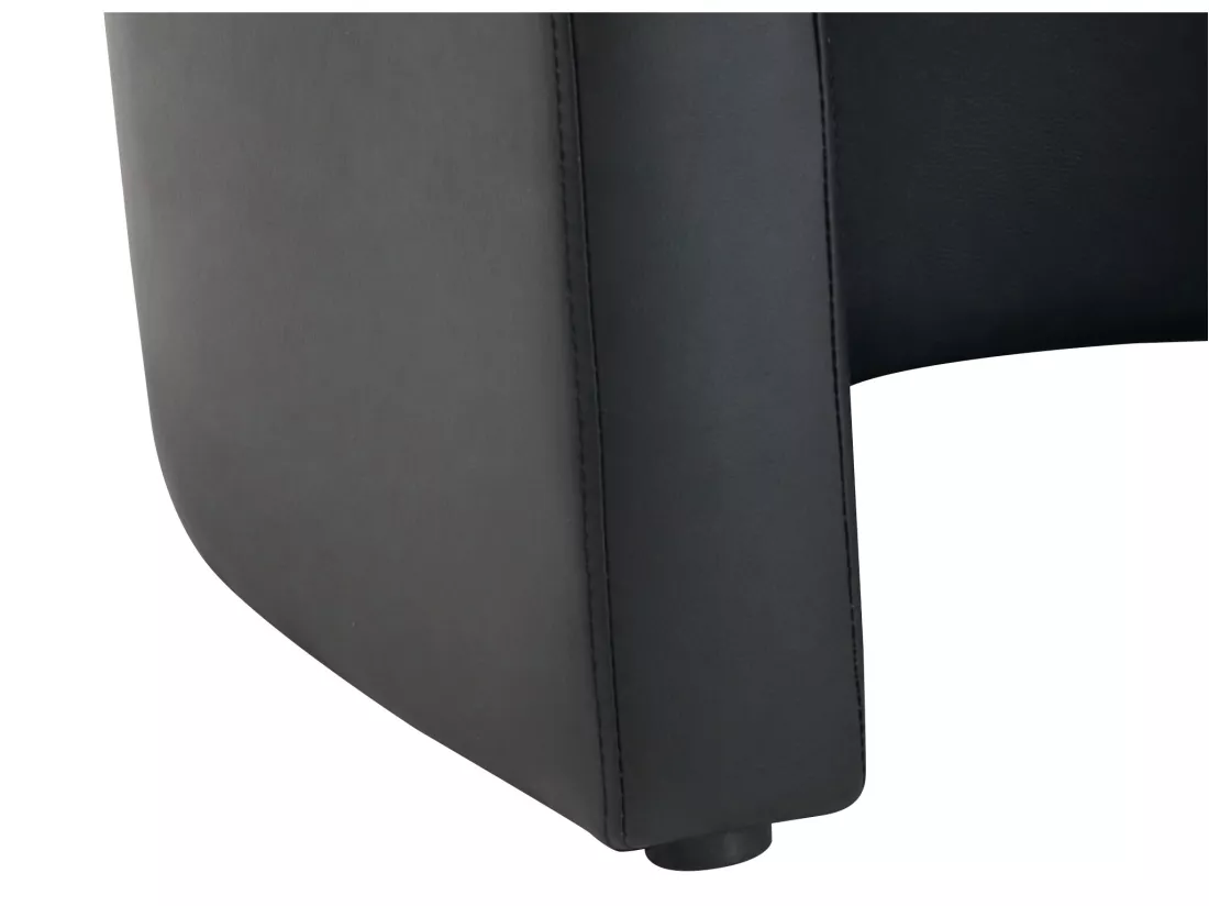 Fauteuil cabriolet et pouf en simili noir JOVANA