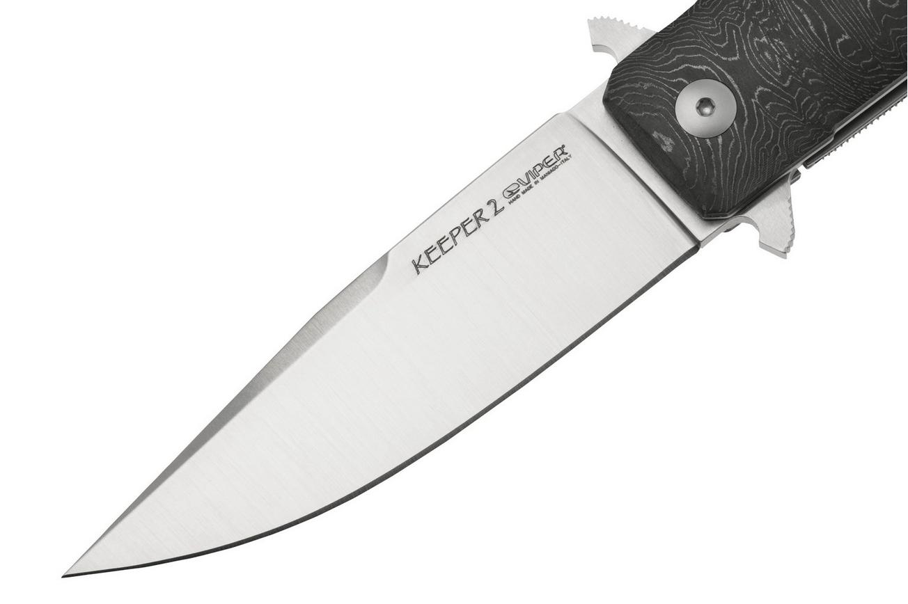 Viper Keeper 2 V6000FCLD Satin Elmax, Stainless Steel Damask Carbon Fiber, zakmes