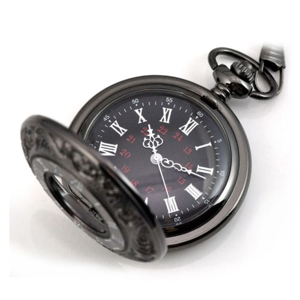 Analoge Quarz Taschenuhr im Retro Design - Schwarz