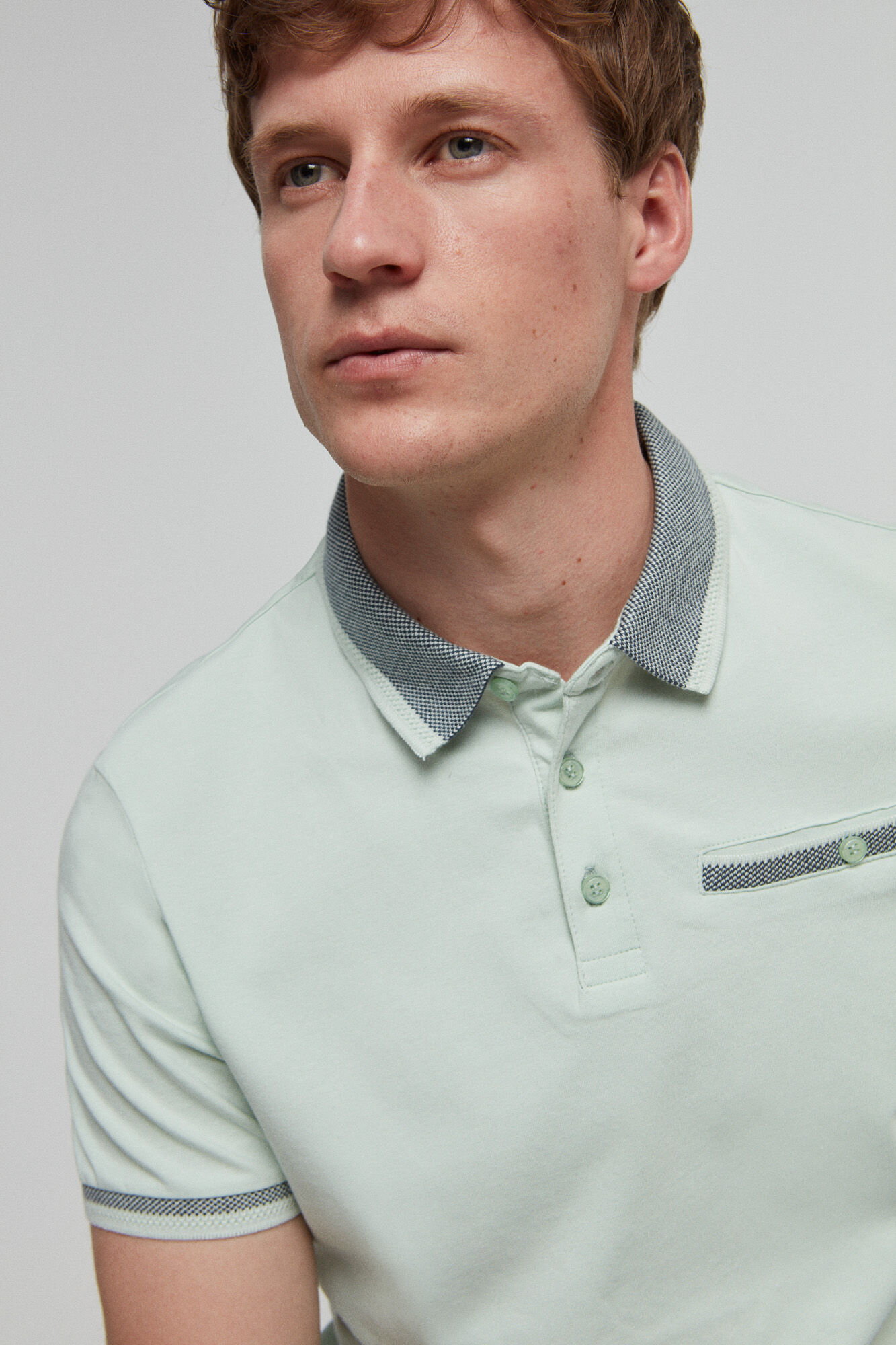 Camisa polo lisa com bolso verde menta - Verde