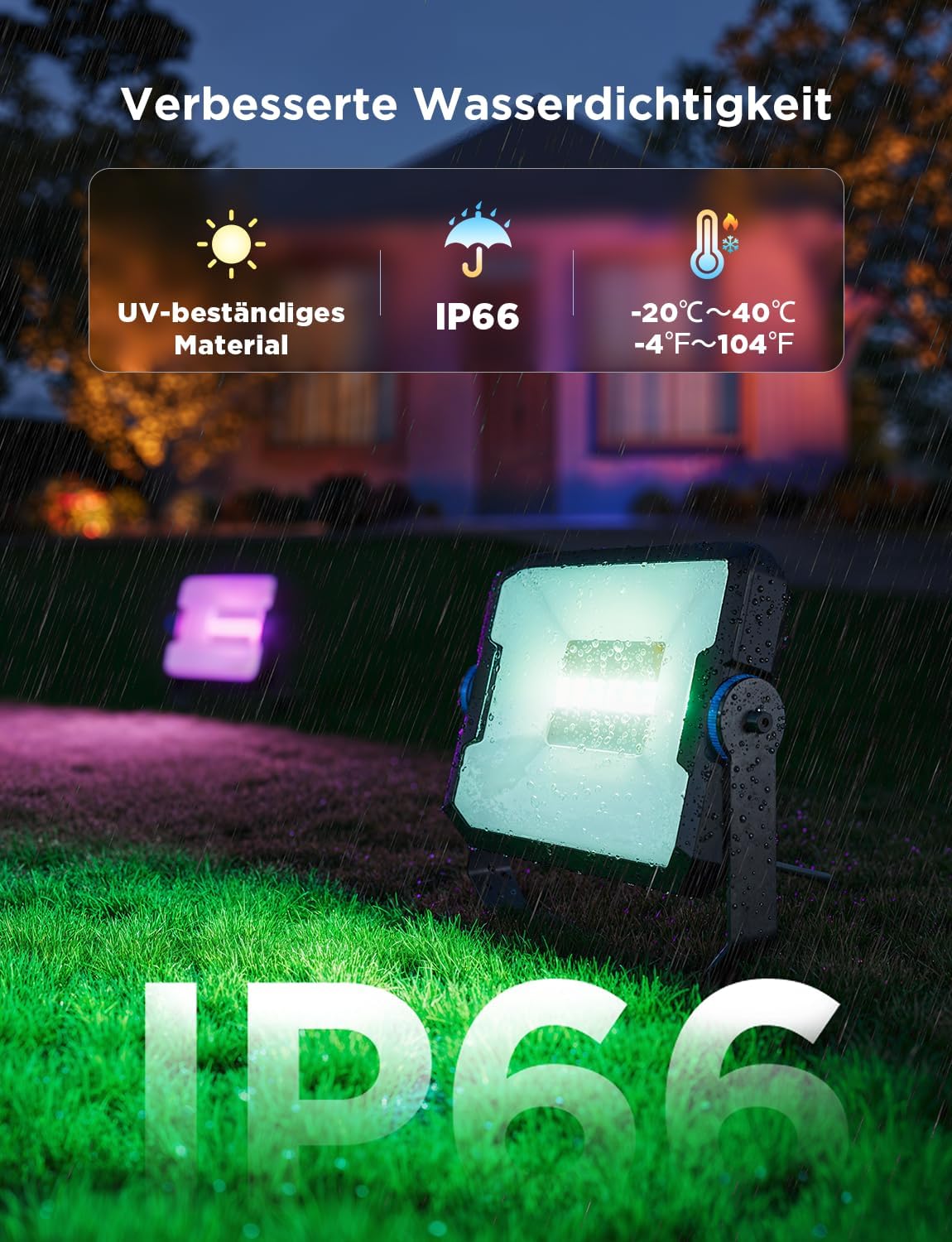 Govee Outdoor LED Strahler 48W, RGB Strahler Außen mit Kalt/Warmweißes Licht Bis zu 4000LM, Kompatibel mit Alexa, Matter, 50+ Szenen, IP66 Wasserdicht Flutlicht für Garten, Landschaft Deko, 4pcs