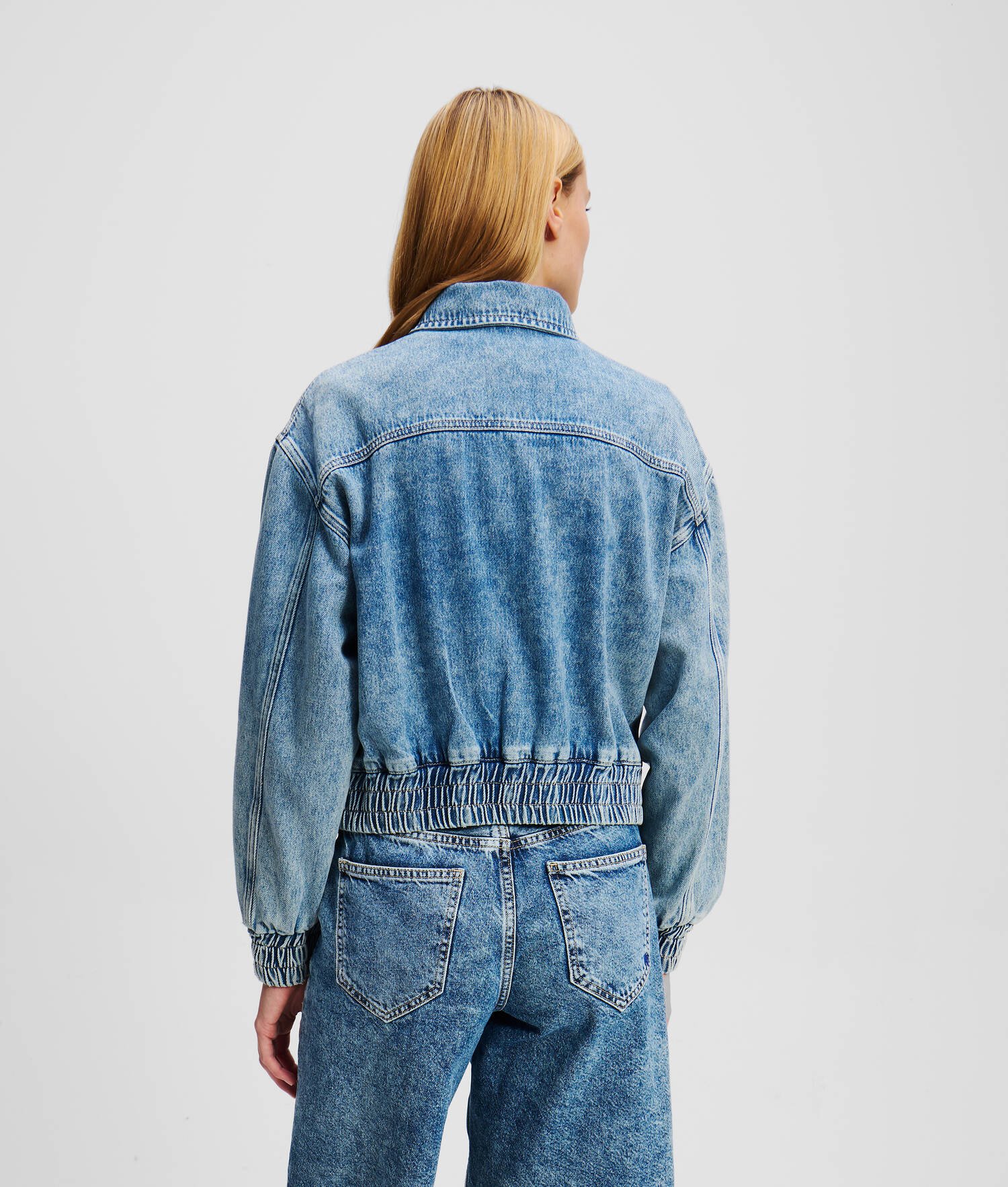 VESTE BOMBER EN DENIM - Bleu marbré clair