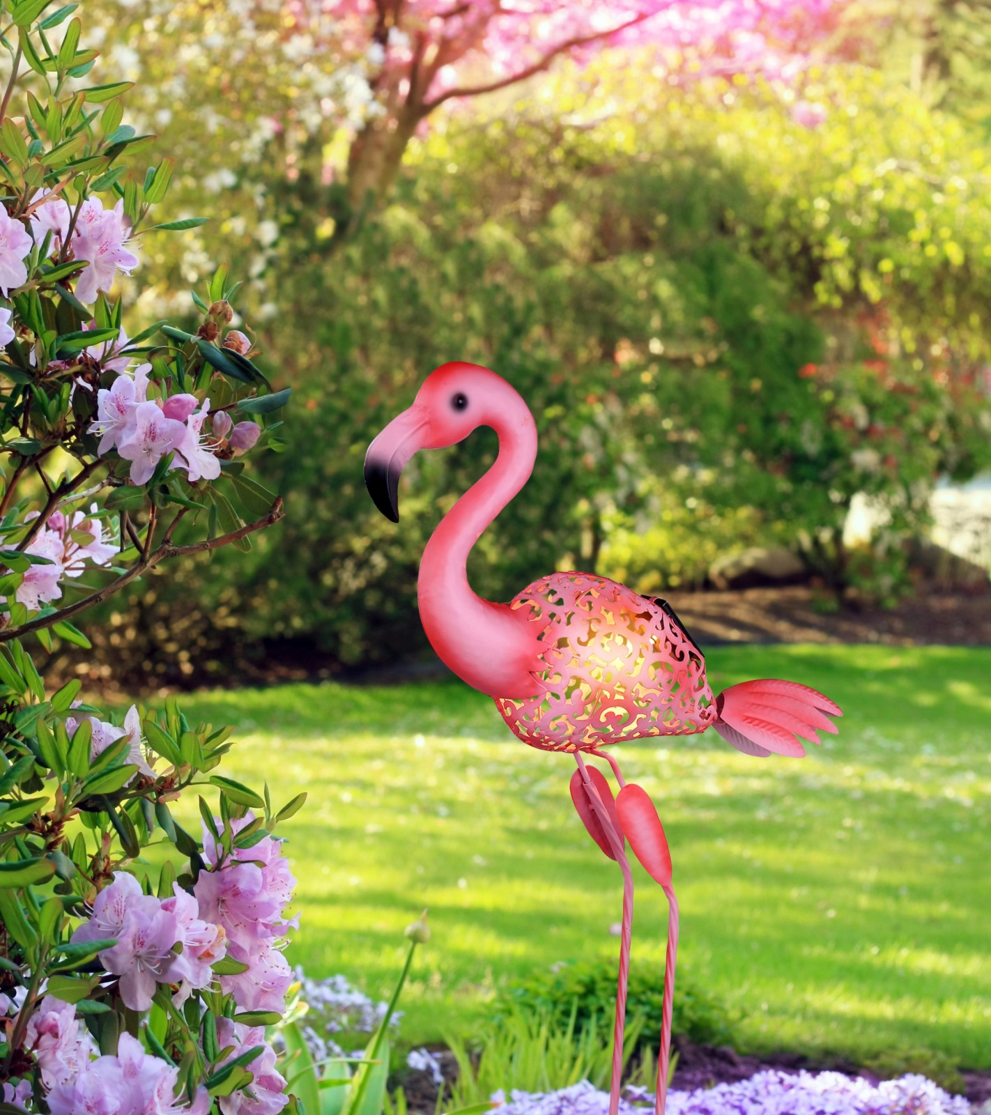 Solarleuchte Flamingo - pink - Metall