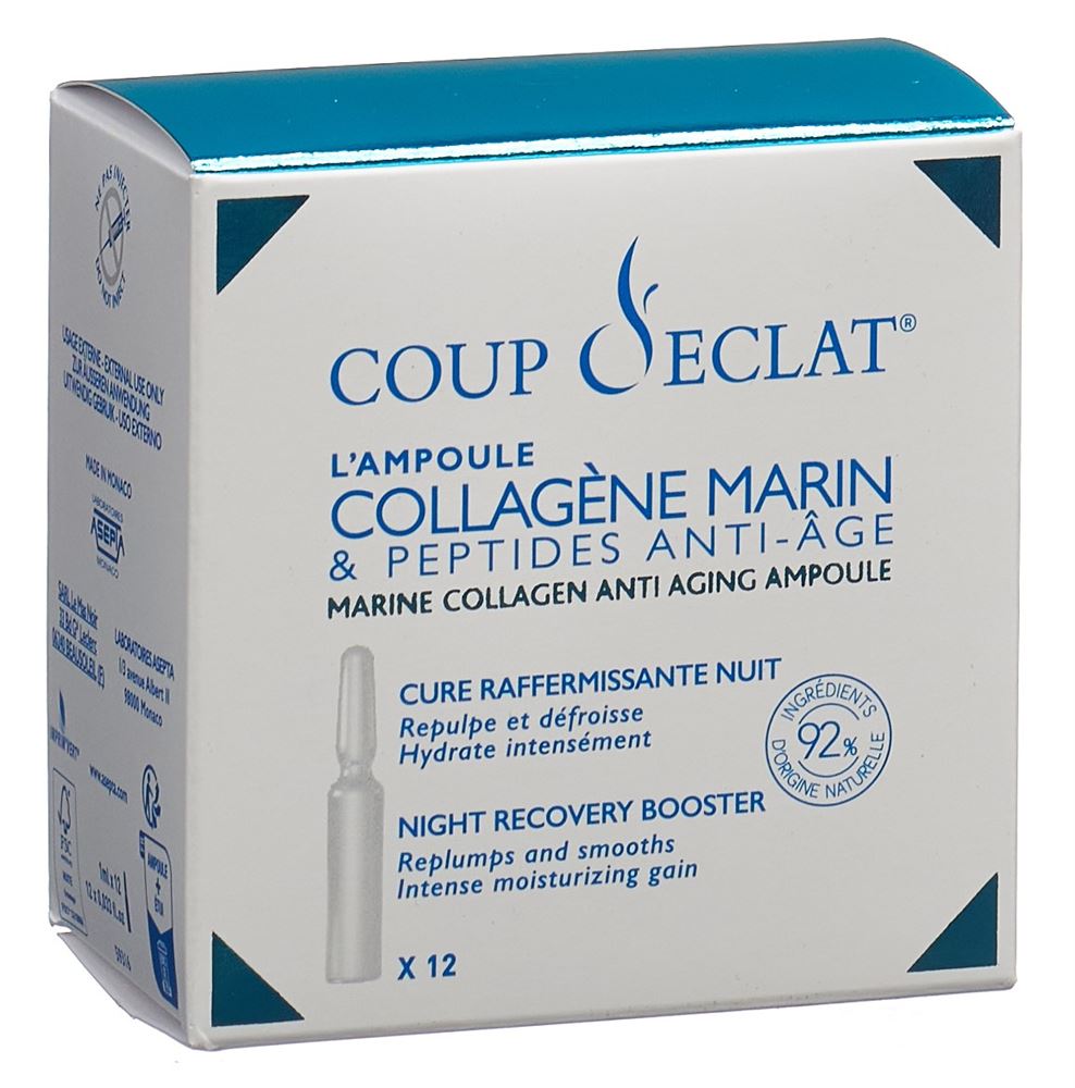 Coup d'Eclat Die Ampulle Meereskollagen und Anti-Aging-Peptide liq Amp 1 ml