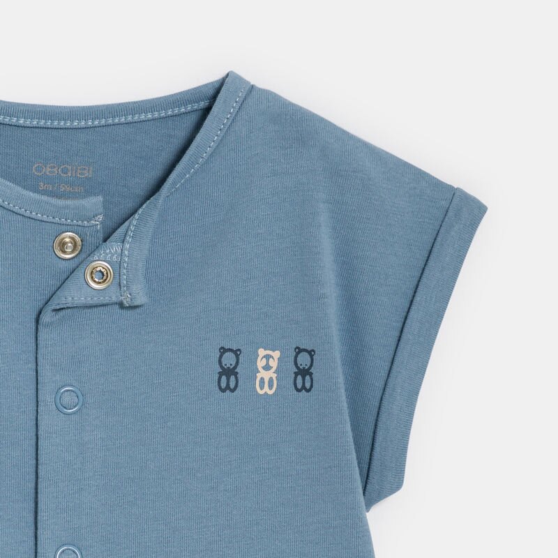 Combi courte coton bleu bébé garçon (lot de 2) Bleu