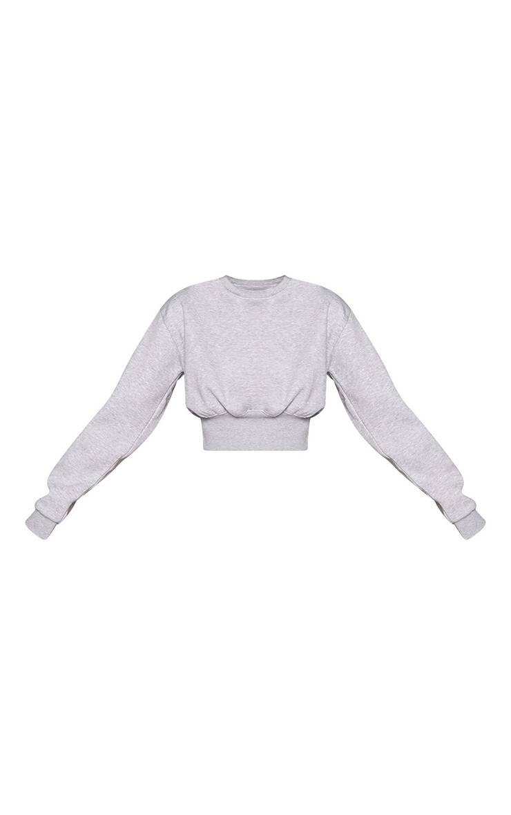 Gris Cendré Sweat-shirt Court Taille Haute
