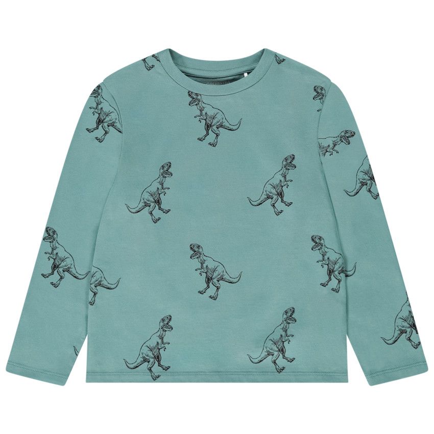 T-shirt manches longues imprimé fantaisie pour garçon - Kaki