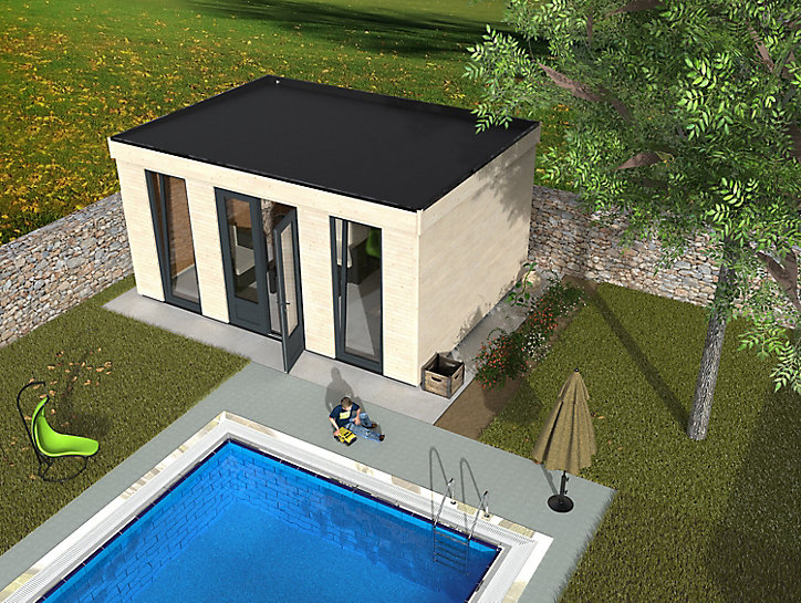 Abri de jardin Studio Décor Home en bois coloris naturel ép.44 mm surface extérieure 24,70 m²