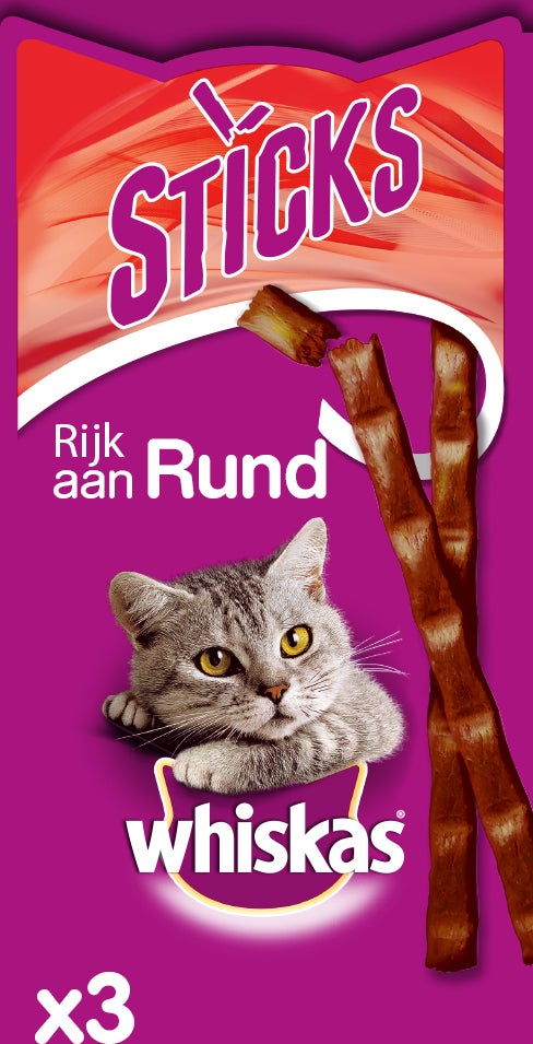 Whiskas kattensnack Sticks rund 18 g 3 stuks
