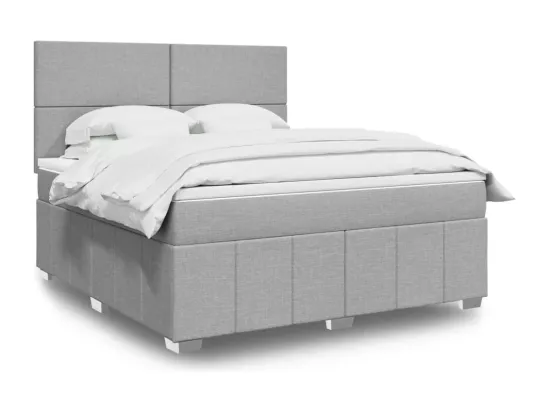 Sommier à lattes de lit avec matelas Gris clair 180x200cm Tissu