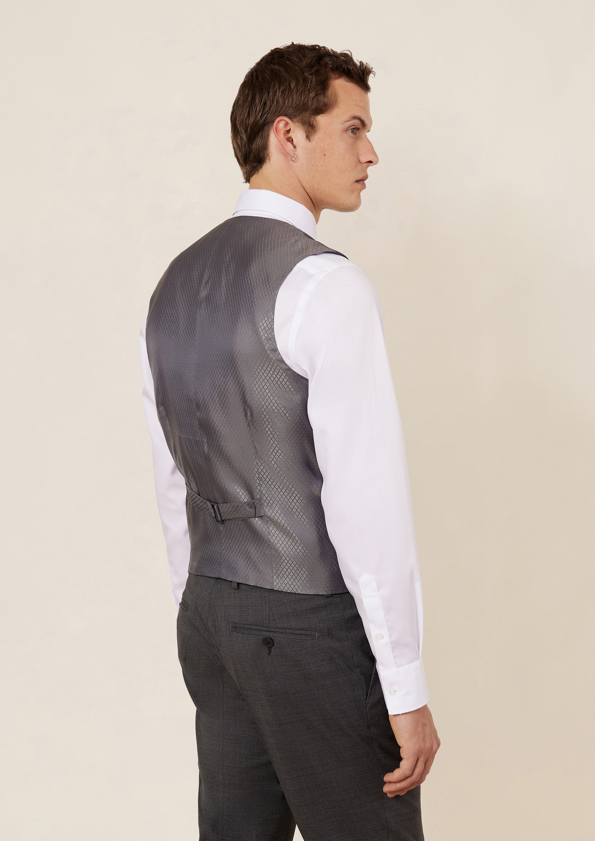 Gilet de costume voyage en laine Marzotto unie grise