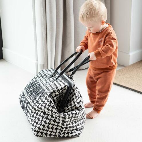 Sac à Langer Mommy Bag Pied de poule Noir - CHILDHOME