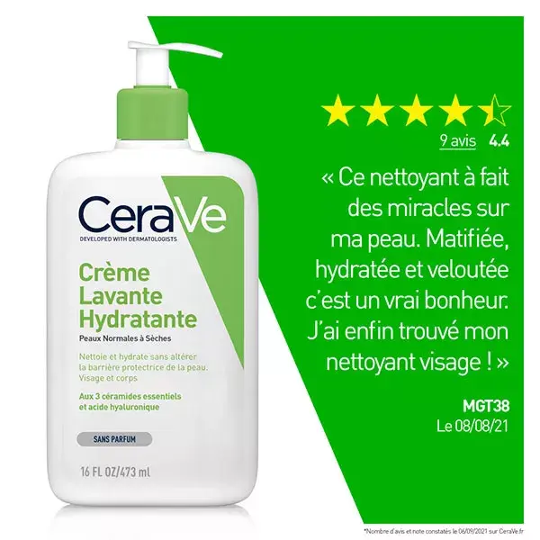 CeraVe Nettoyants Crème Lavante Hydratante Visage Corps 2x473ml