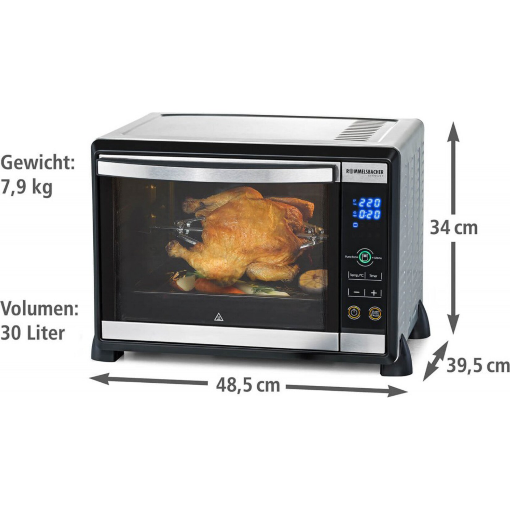Rommelsbacher Mini-Backofen Back- und Grillgerät BGE 1580/E