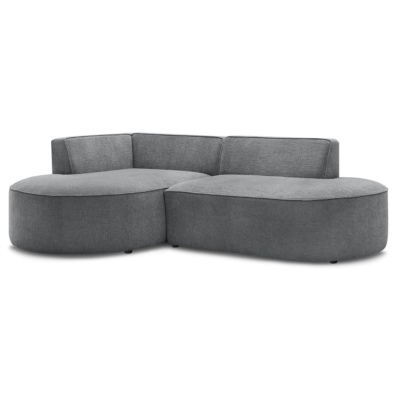 Bobochic Canapé d'angle gauche fixe 4 places Rousseau texturé gris foncé - 250x160x72 cm