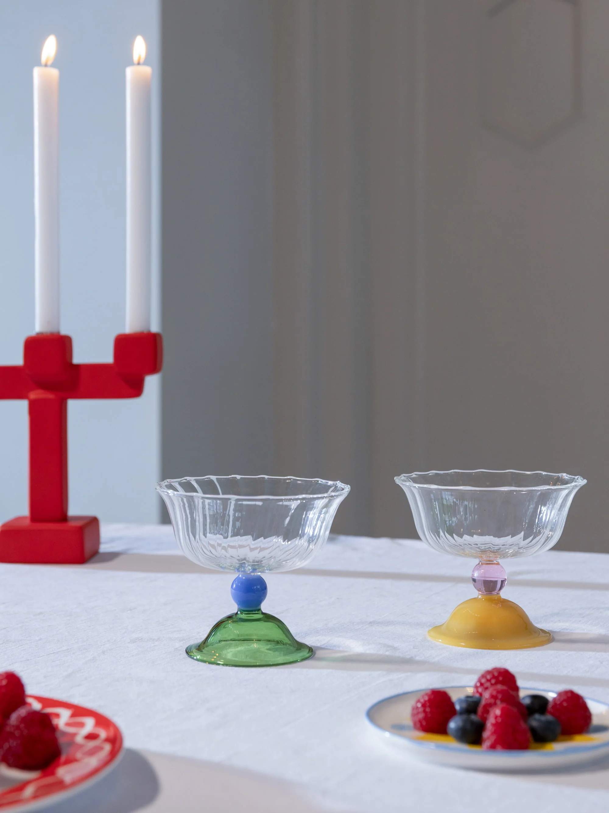 Handgemaakte champagneglazen Tulip van borosilicaatglas, 2-delig