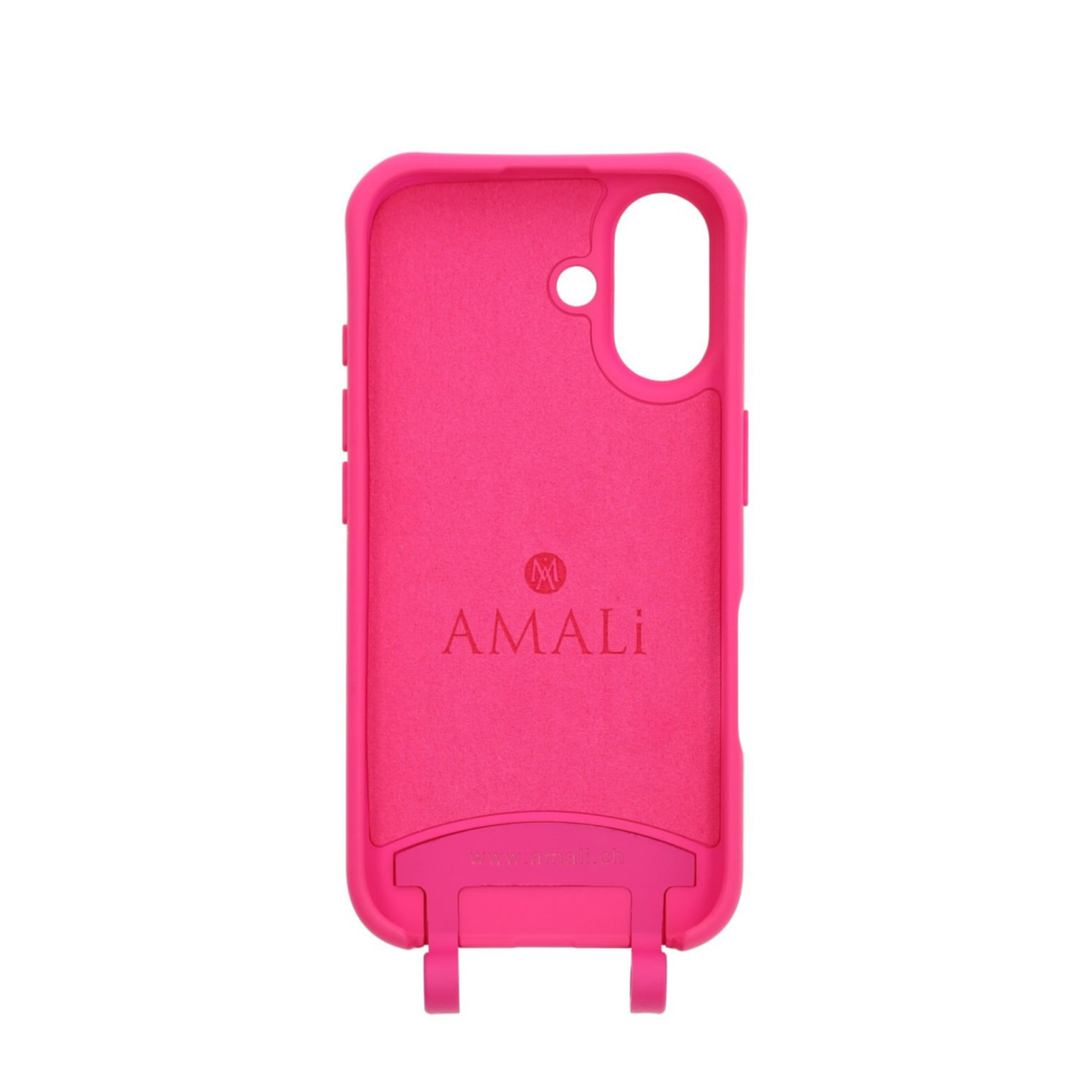 iPhone 16 Handy Hülle Elegantes Case mit abnehmbarem Necklace Adapter - Hot Pink / Gold