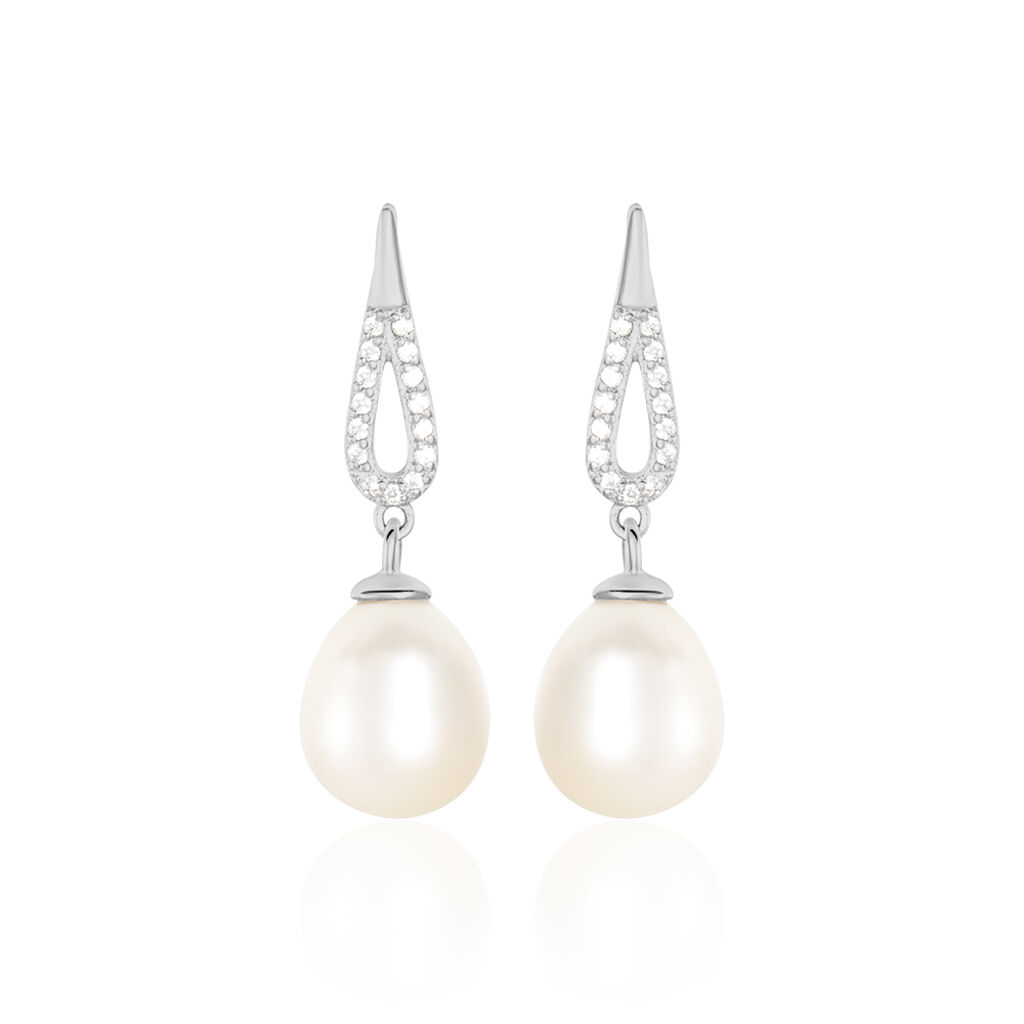 Boucles D'oreilles Pendantes Ludy Argent  Perle De Culture Et Oxyde