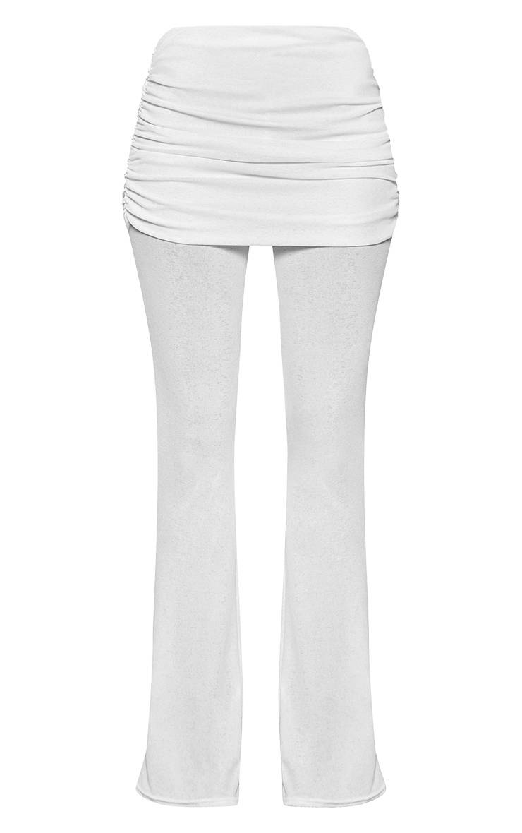 Blanc Pantalon Coordonné Jambe Droite Avec Superposition Pelure D'oignon Tall