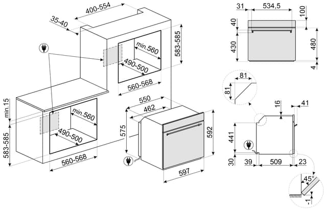 Smeg ovn SO6301S2X indbygget