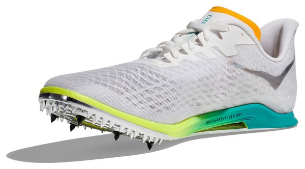 Chaussures Athlétisme Hoka Unisexe Cielo X 2 MD Blanc Bleu Jaune