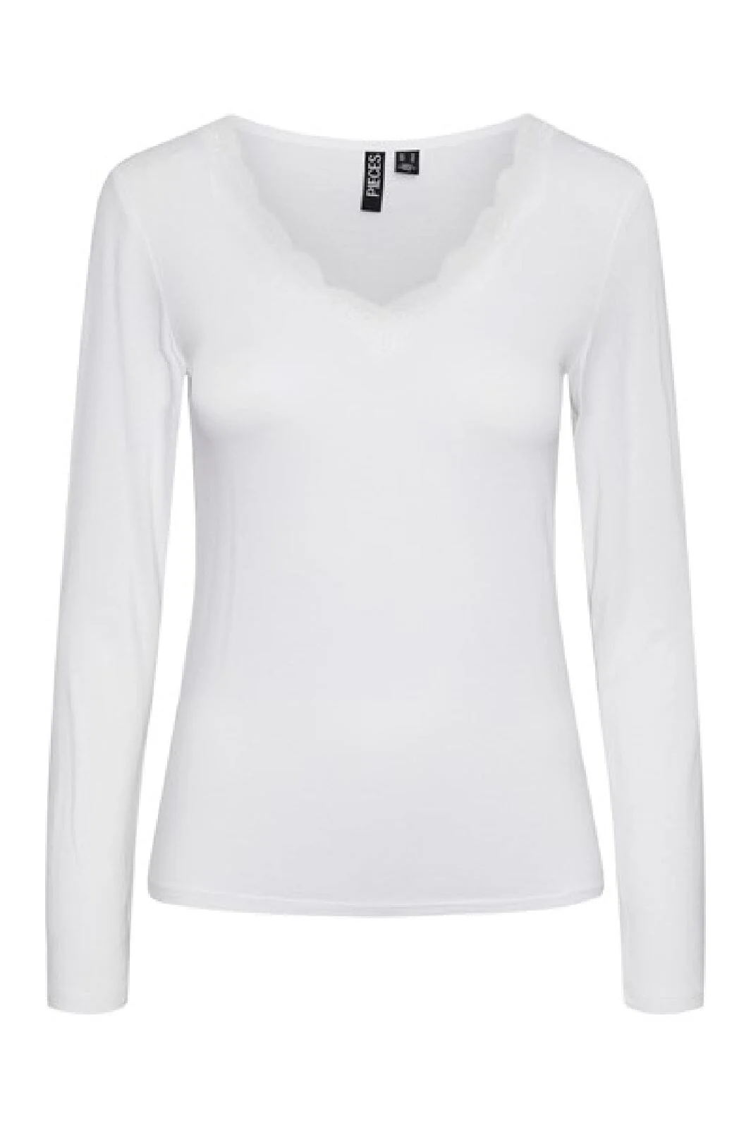 Pieces Pcbarbera Ls Lace Top 188927 bright white
